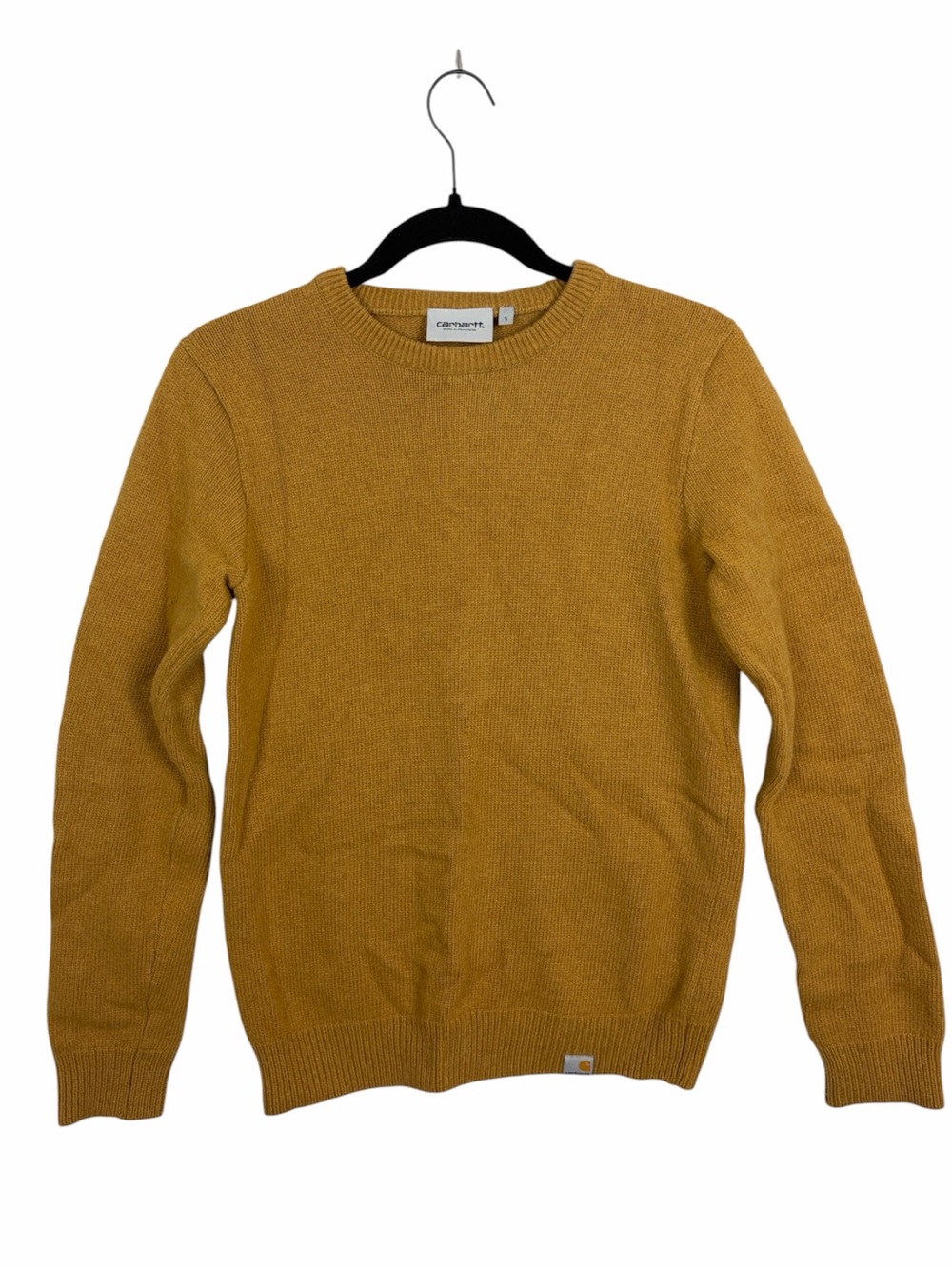 Carhartt WIP Allen Sweater Golden Mustard Brown Lambswool Crewneck S